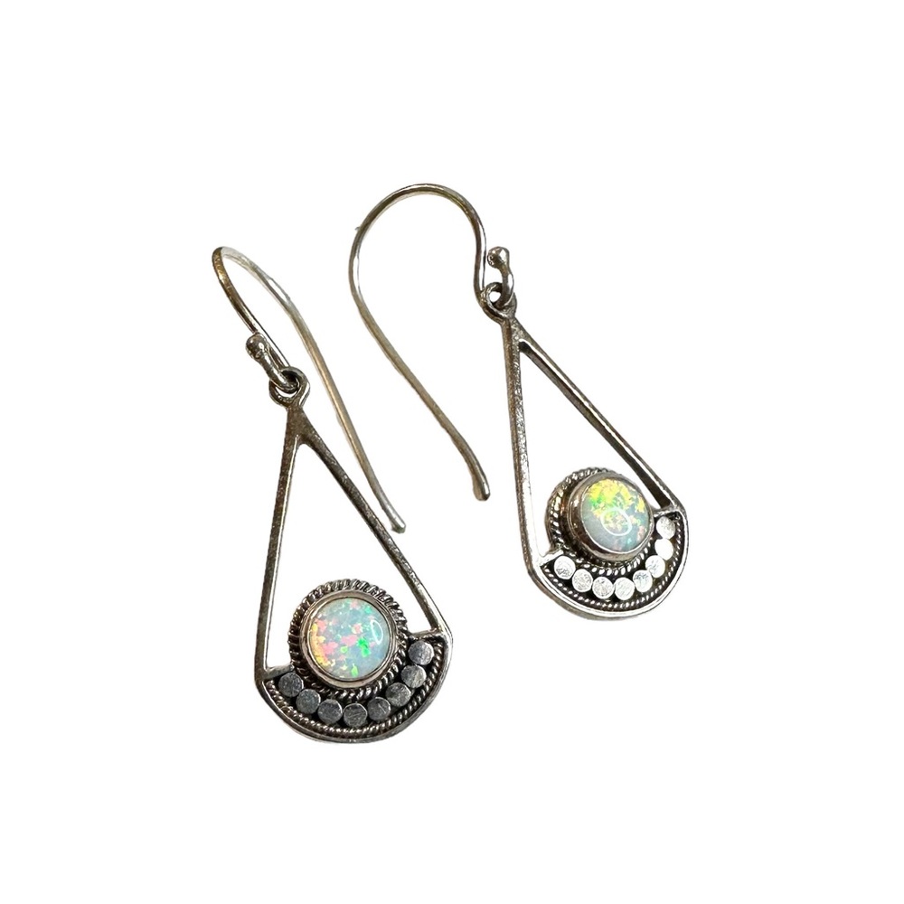 Annika Witt 925 Opal Sterling Silver Bali Dangle Earrings